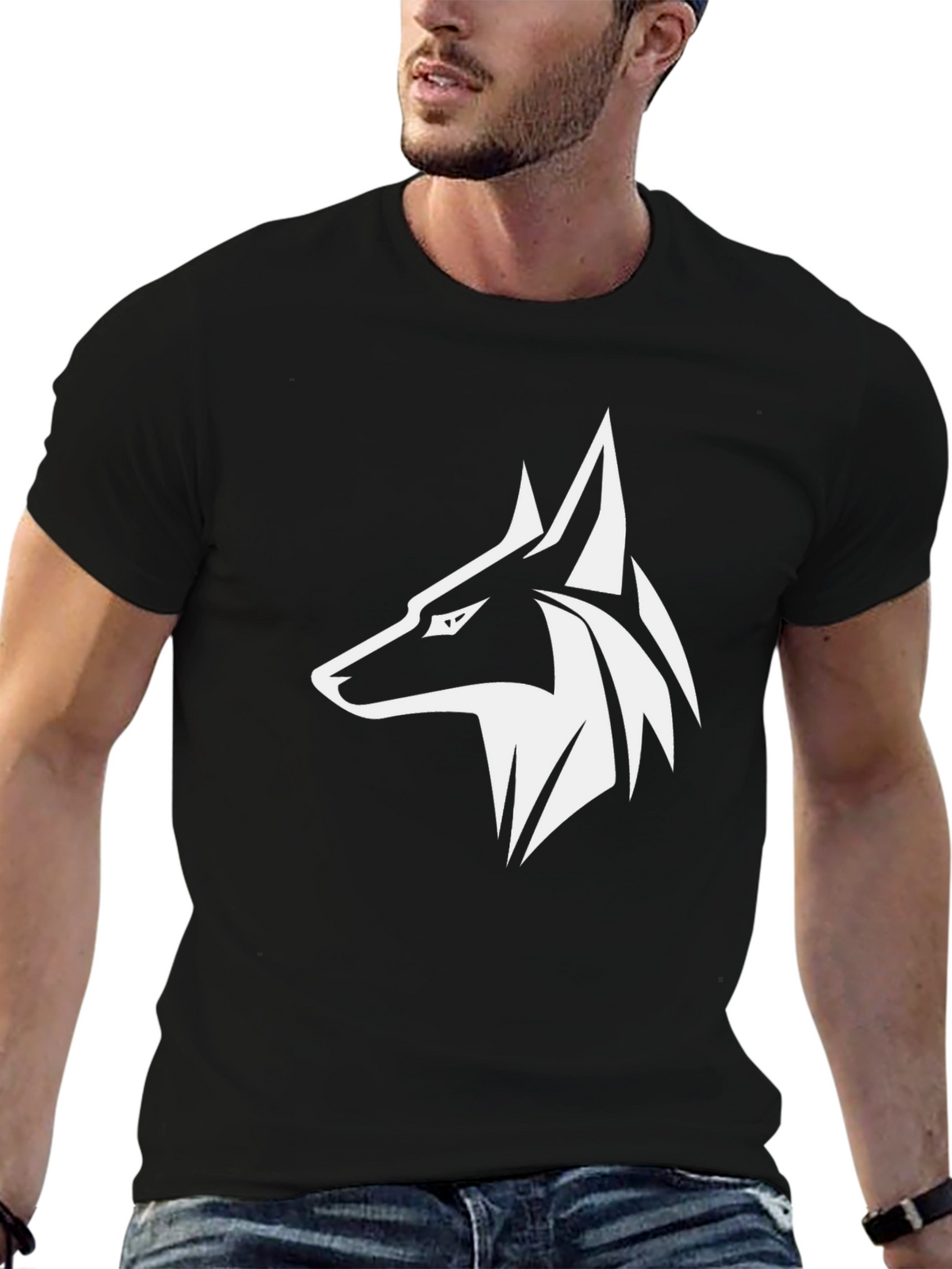 Black Wolf Graphic Tee - Stylish Mens T-Shirt