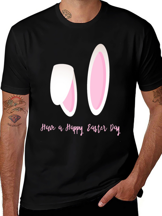 Happy Easter Bunny Ears T-Shirt - Black