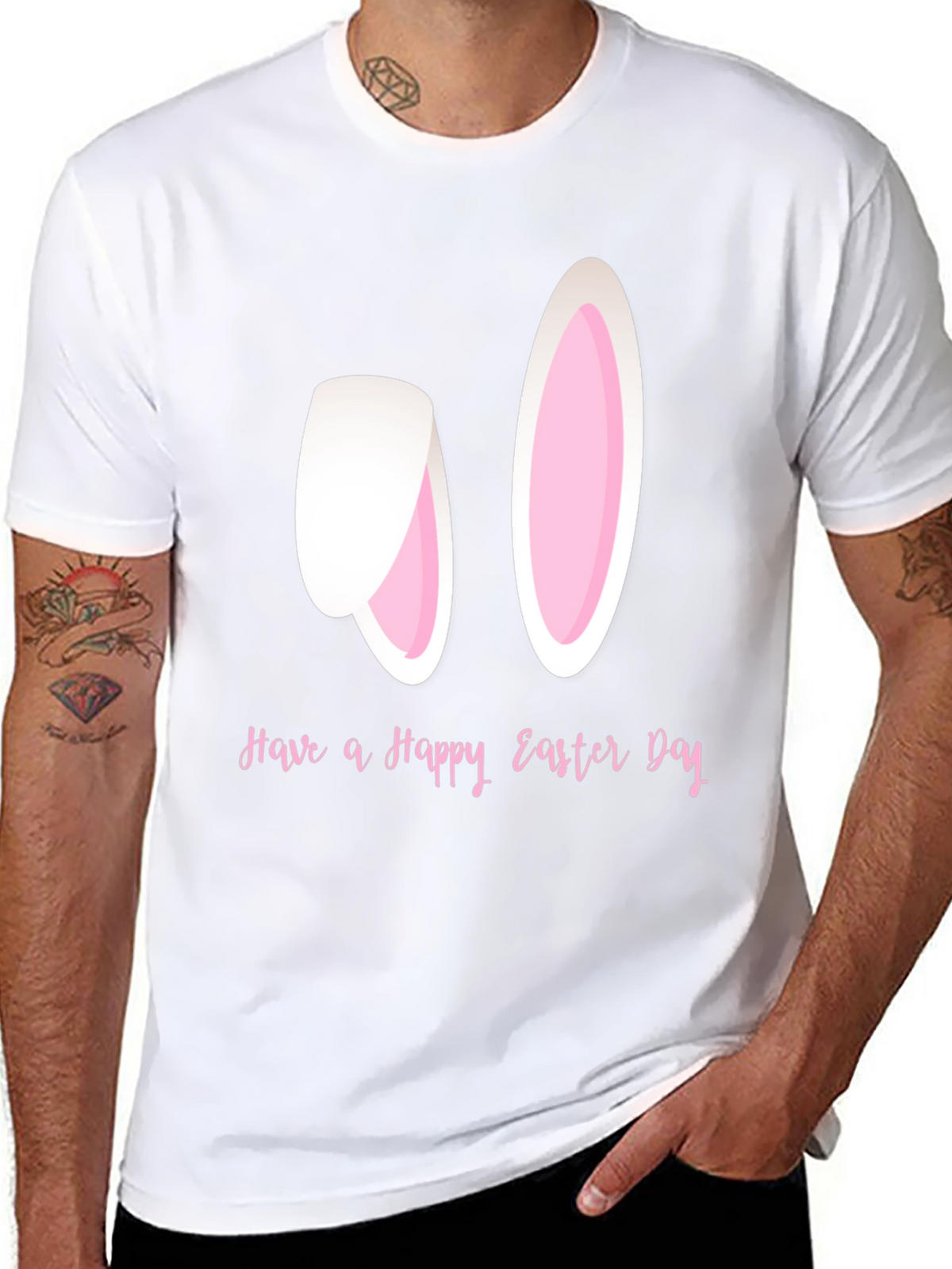 Happy Easter Bunny Ears T-Shirt - Black