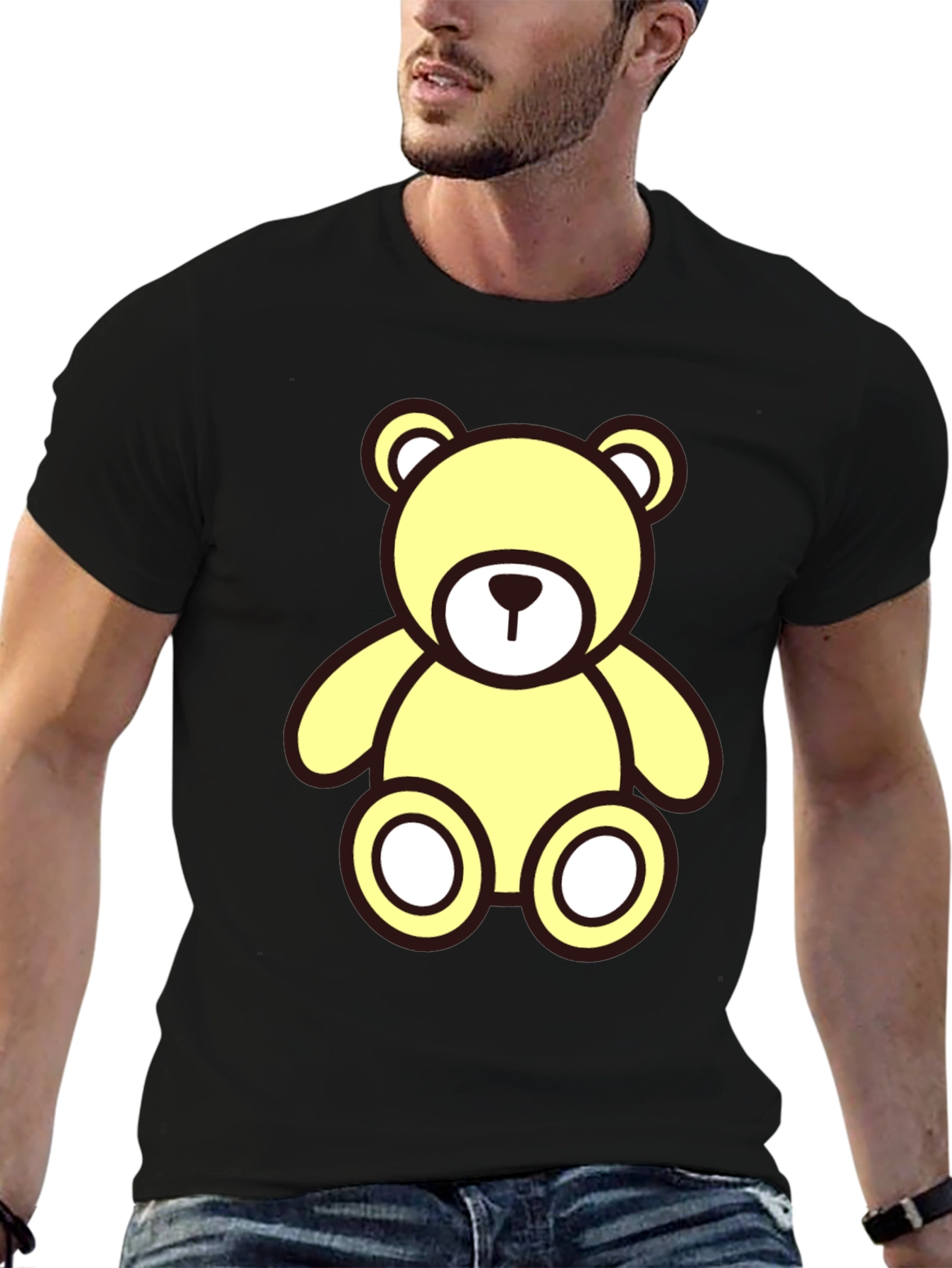 Cute Yellow Teddy Bear Graphic T-Shirt - Casual Style