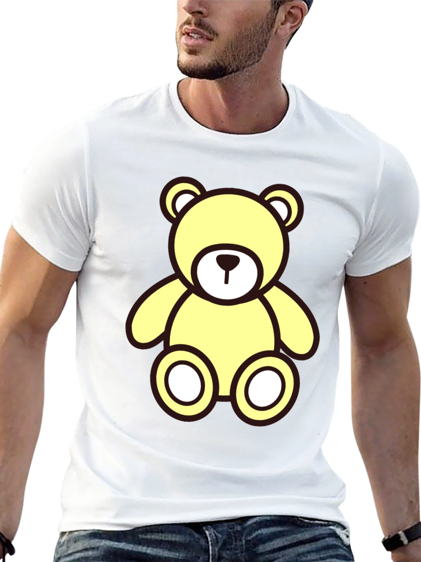 Cute Yellow Teddy Bear Graphic T-Shirt - Casual Style