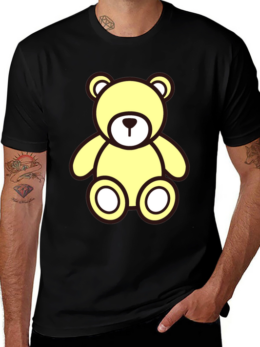 Cute Yellow Teddy Bear Graphic T-Shirt - Casual Style