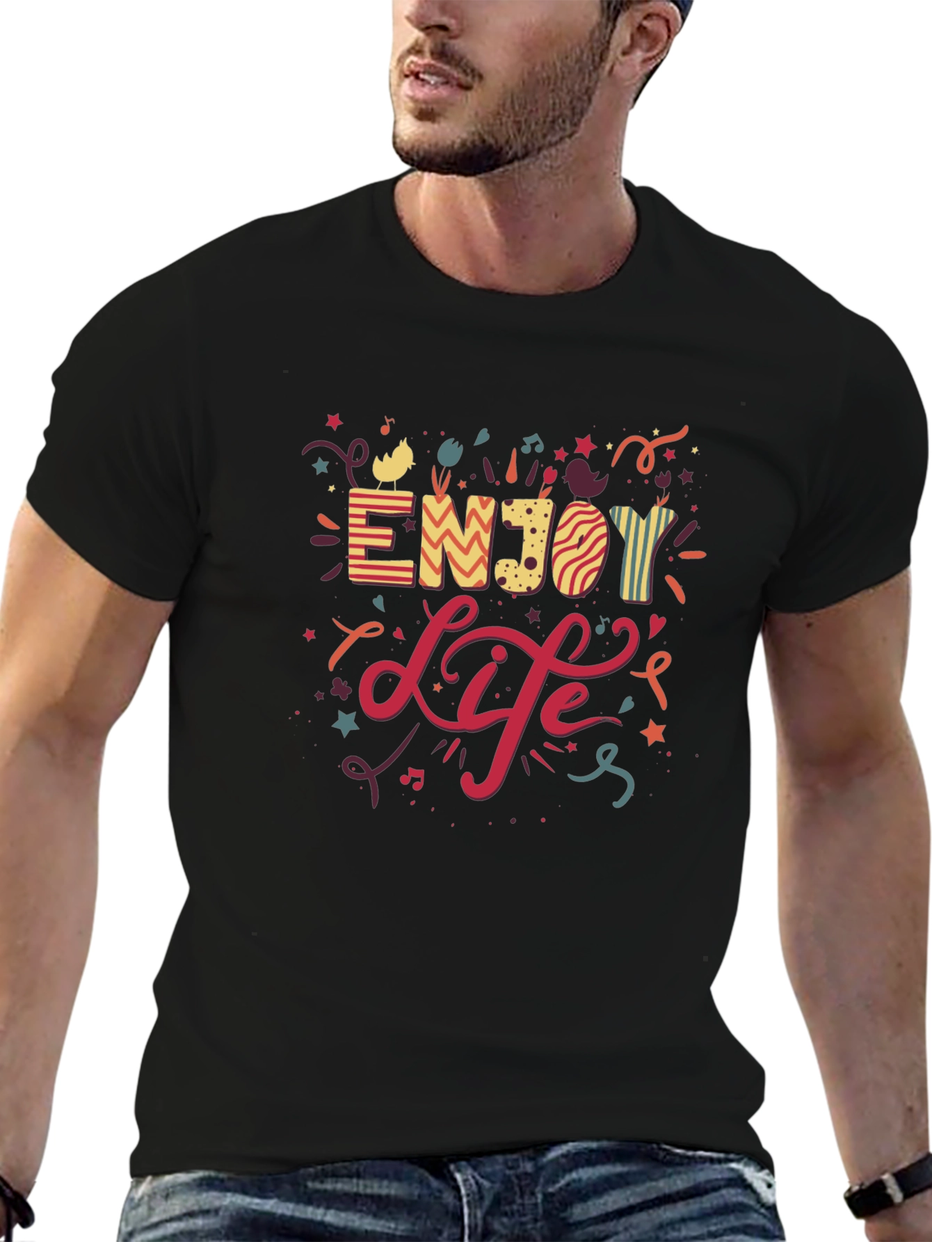 Enjoy Life Graphic T-Shirt - Casual Black Tee