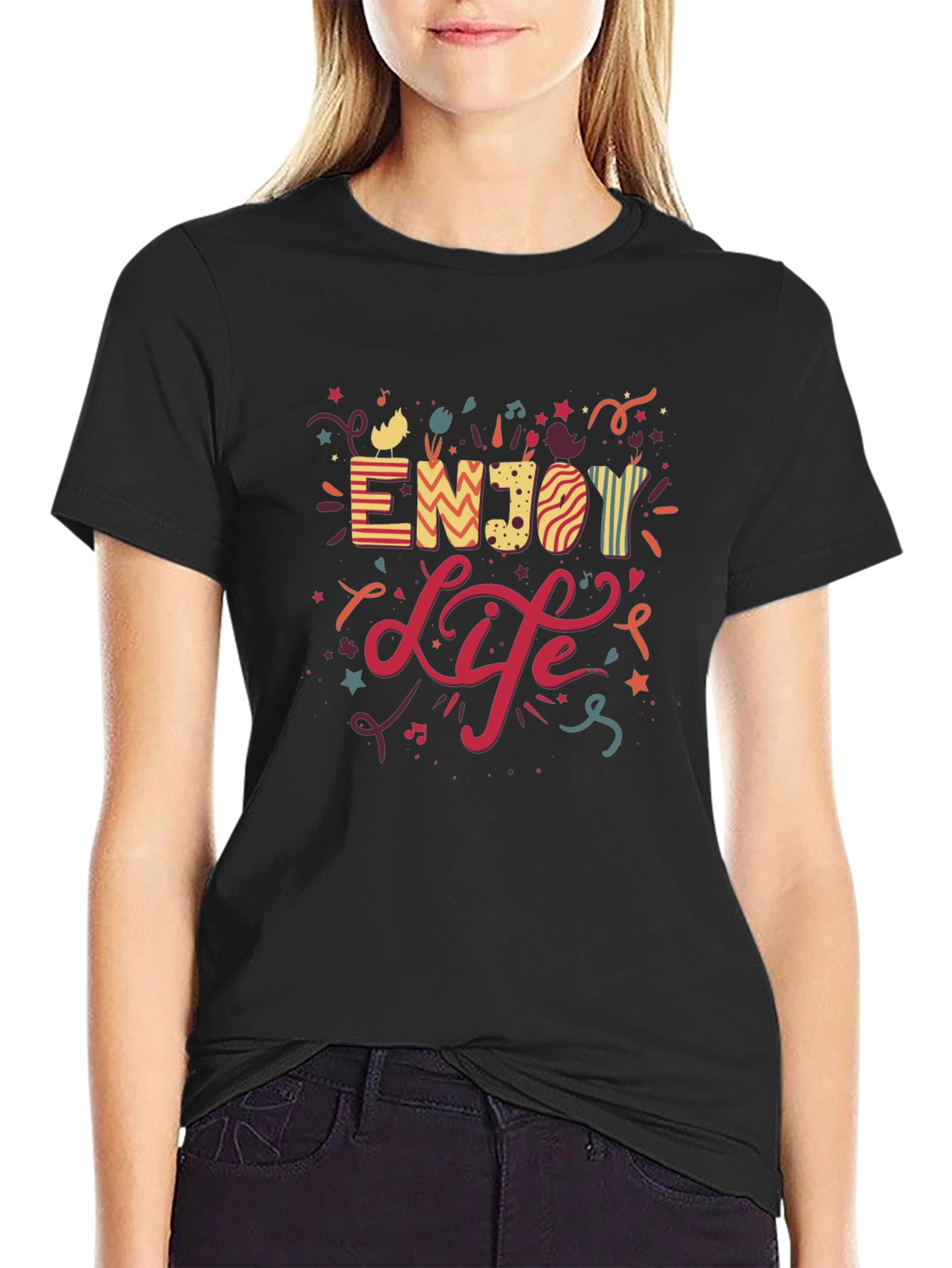Enjoy Life Graphic T-Shirt - Casual Black Tee