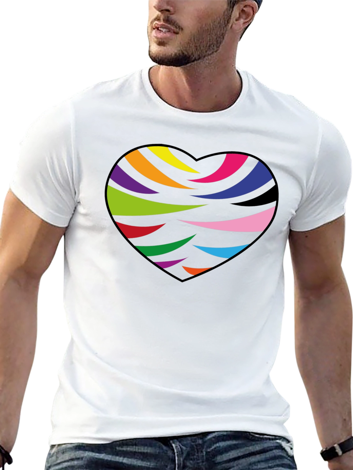 Rainbow Heart Graphic Black T-Shirt