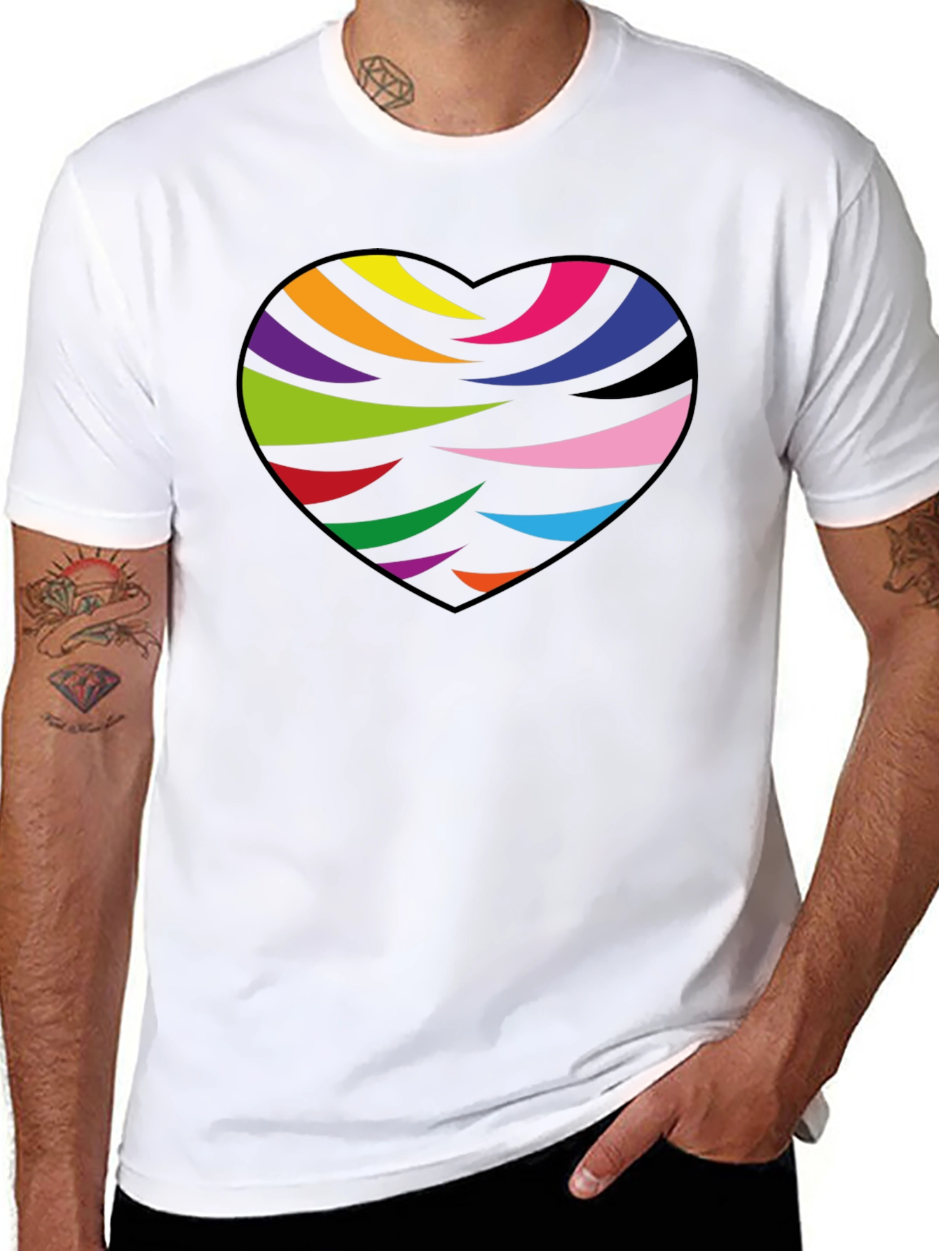 Rainbow Heart Graphic Black T-Shirt