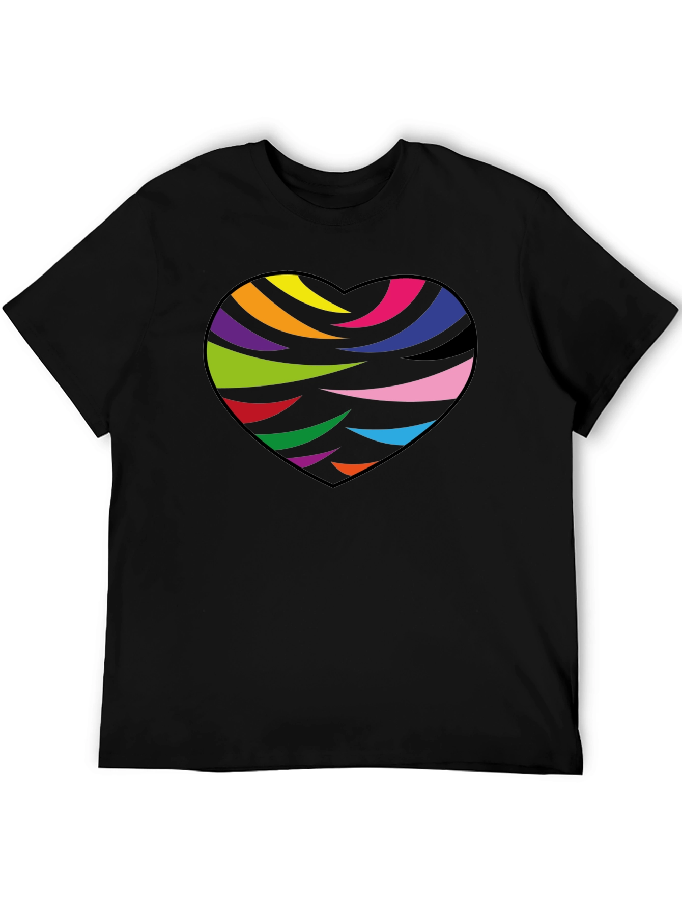 Rainbow Heart Graphic Black T-Shirt
