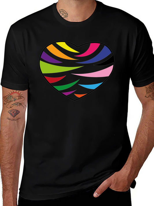 Rainbow Heart Graphic Black T-Shirt