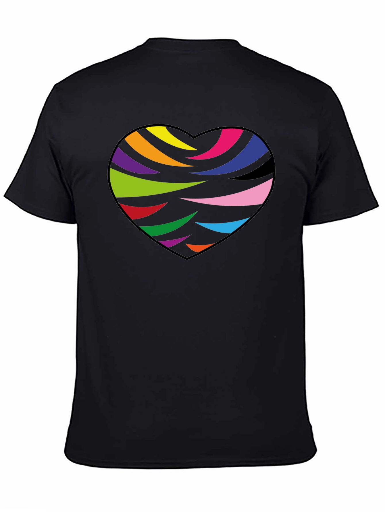 Rainbow Heart Graphic Black T-Shirt