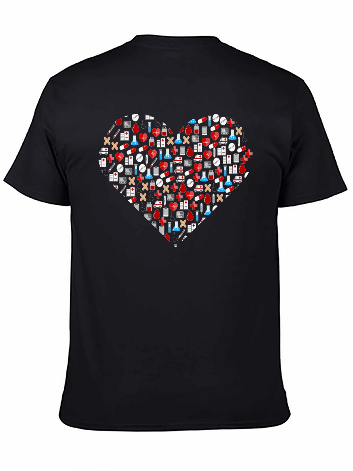 Medical Heart Graphic T-Shirt - Black Cotton Tee