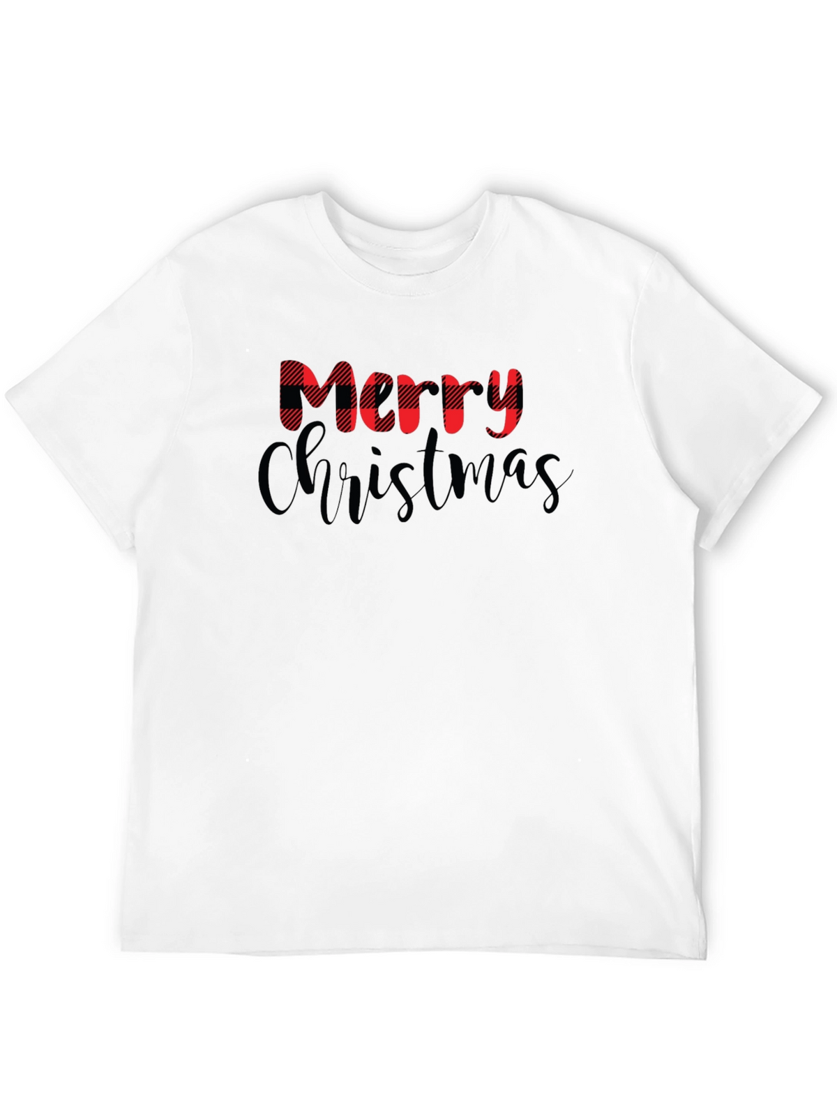 Merry Christmas Plaid Graphic T-Shirt