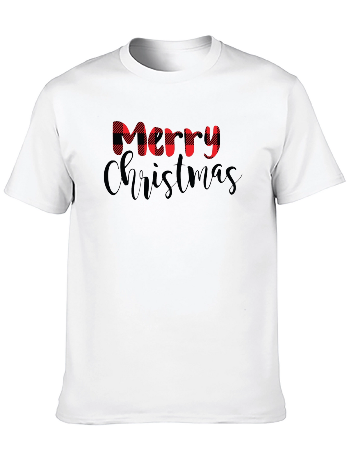 Merry Christmas Plaid Graphic T-Shirt