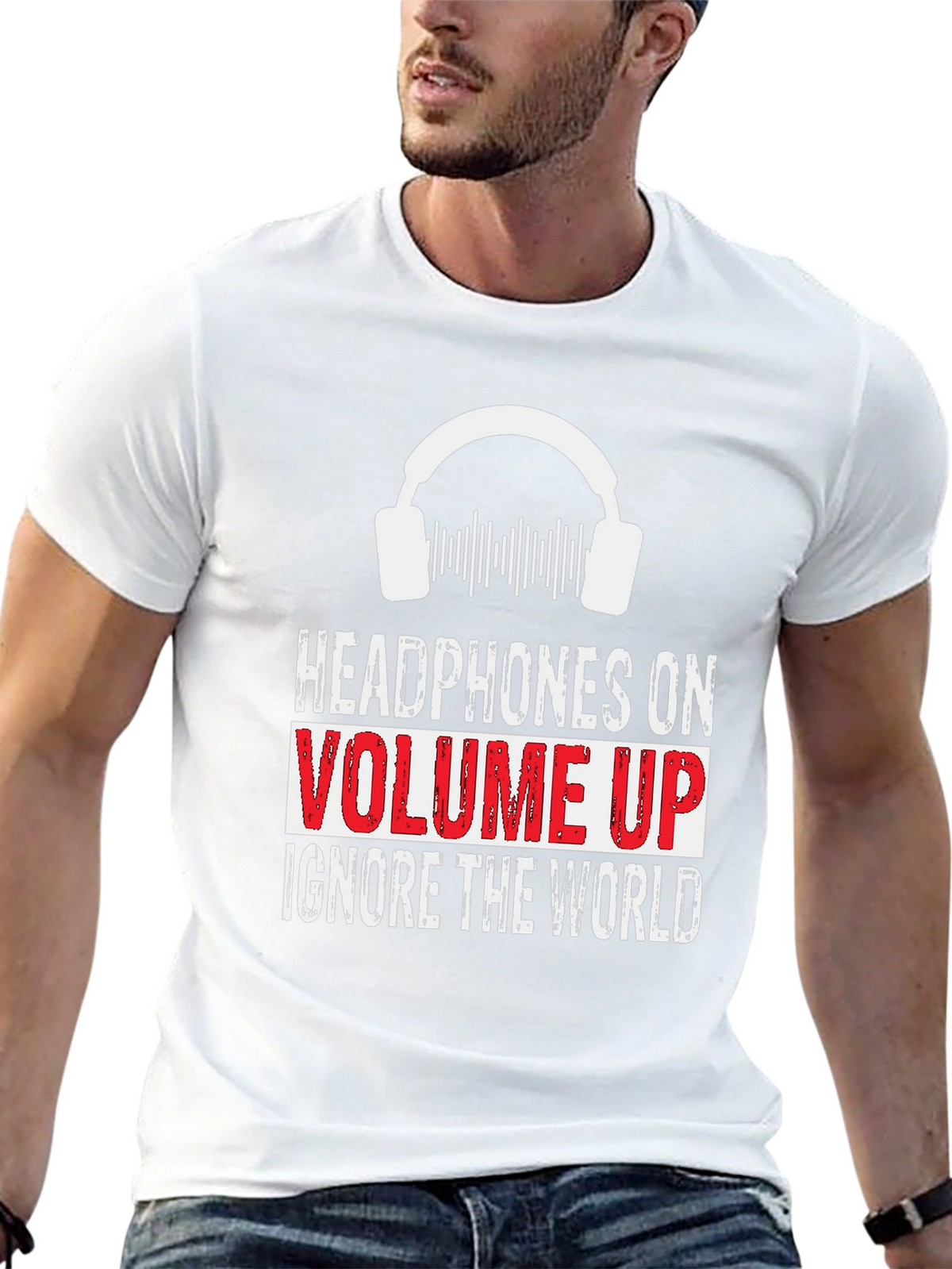Headphones On Volume Up Graphic T-Shirt