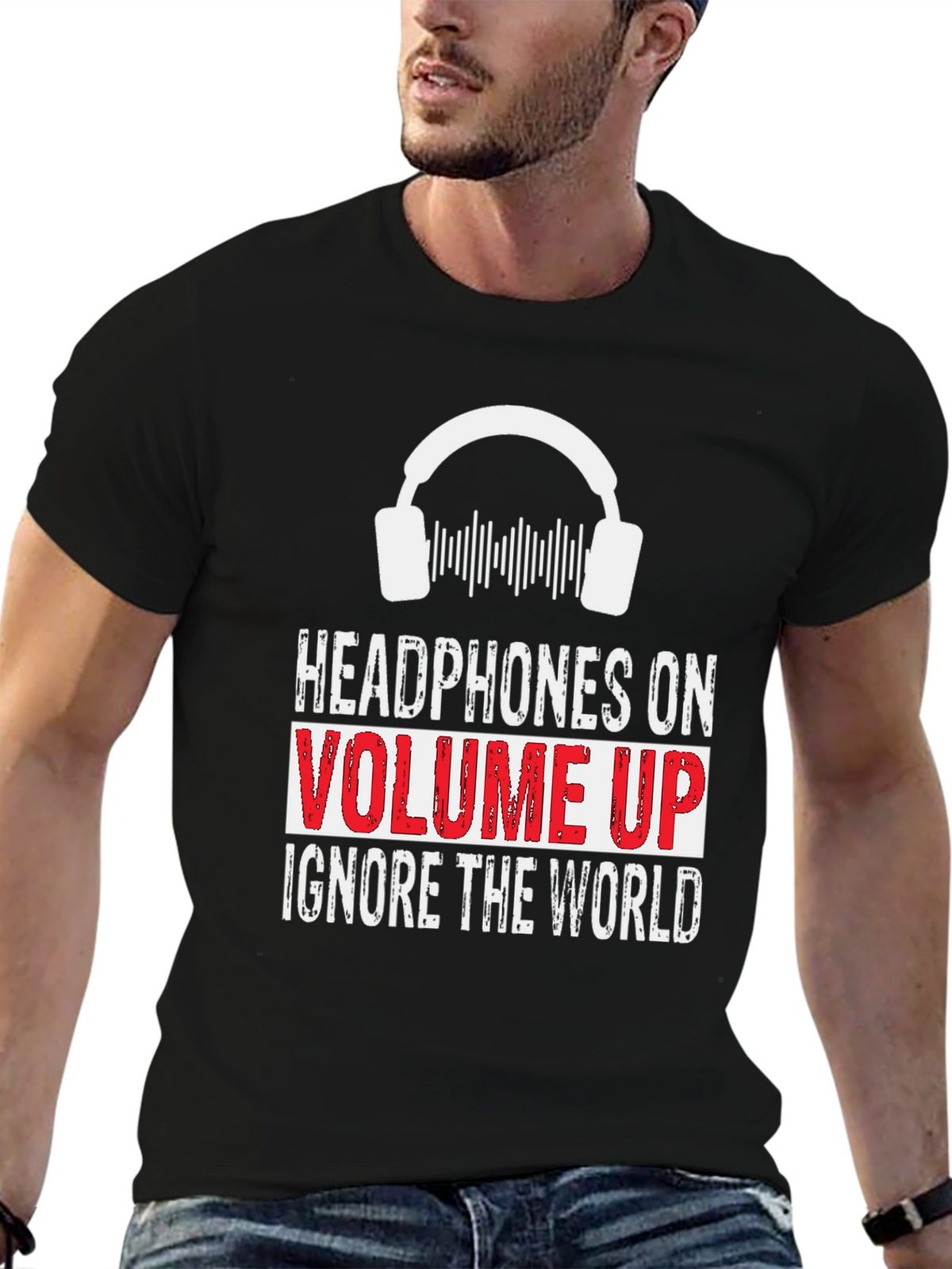 Headphones On Volume Up Graphic T-Shirt