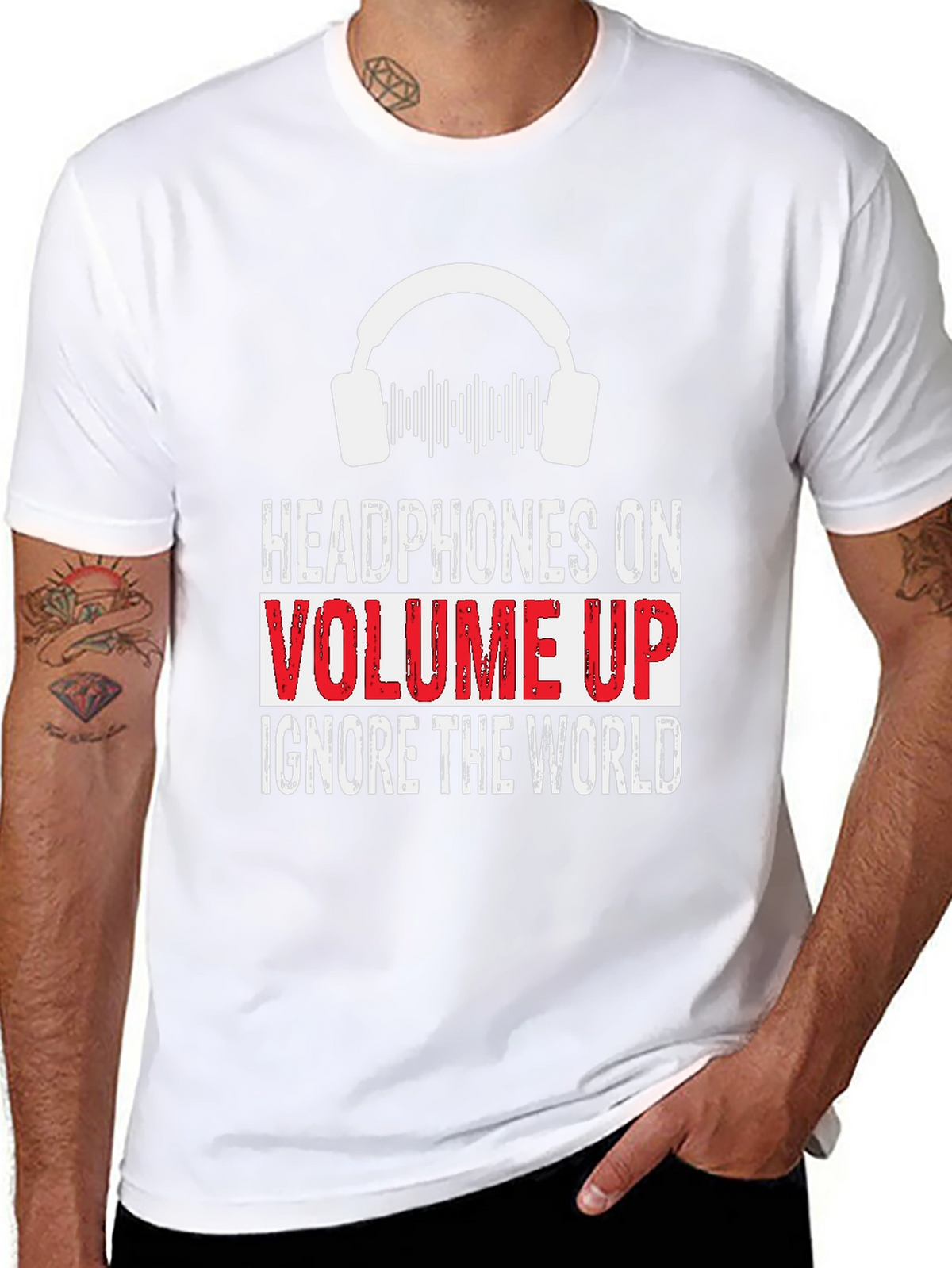 Headphones On Volume Up Graphic T-Shirt
