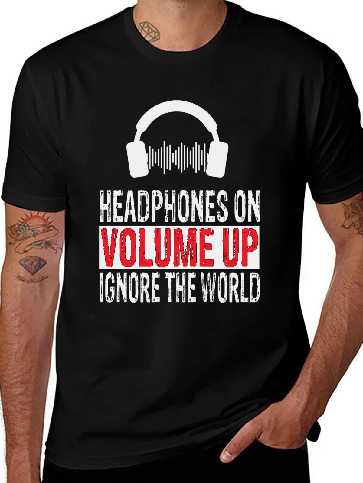 Headphones On Volume Up Graphic T-Shirt