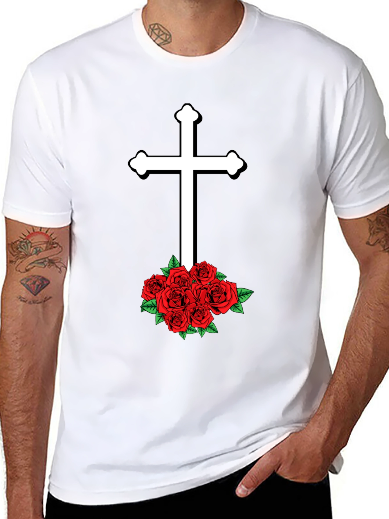 Cross & Roses Graphic T-Shirt