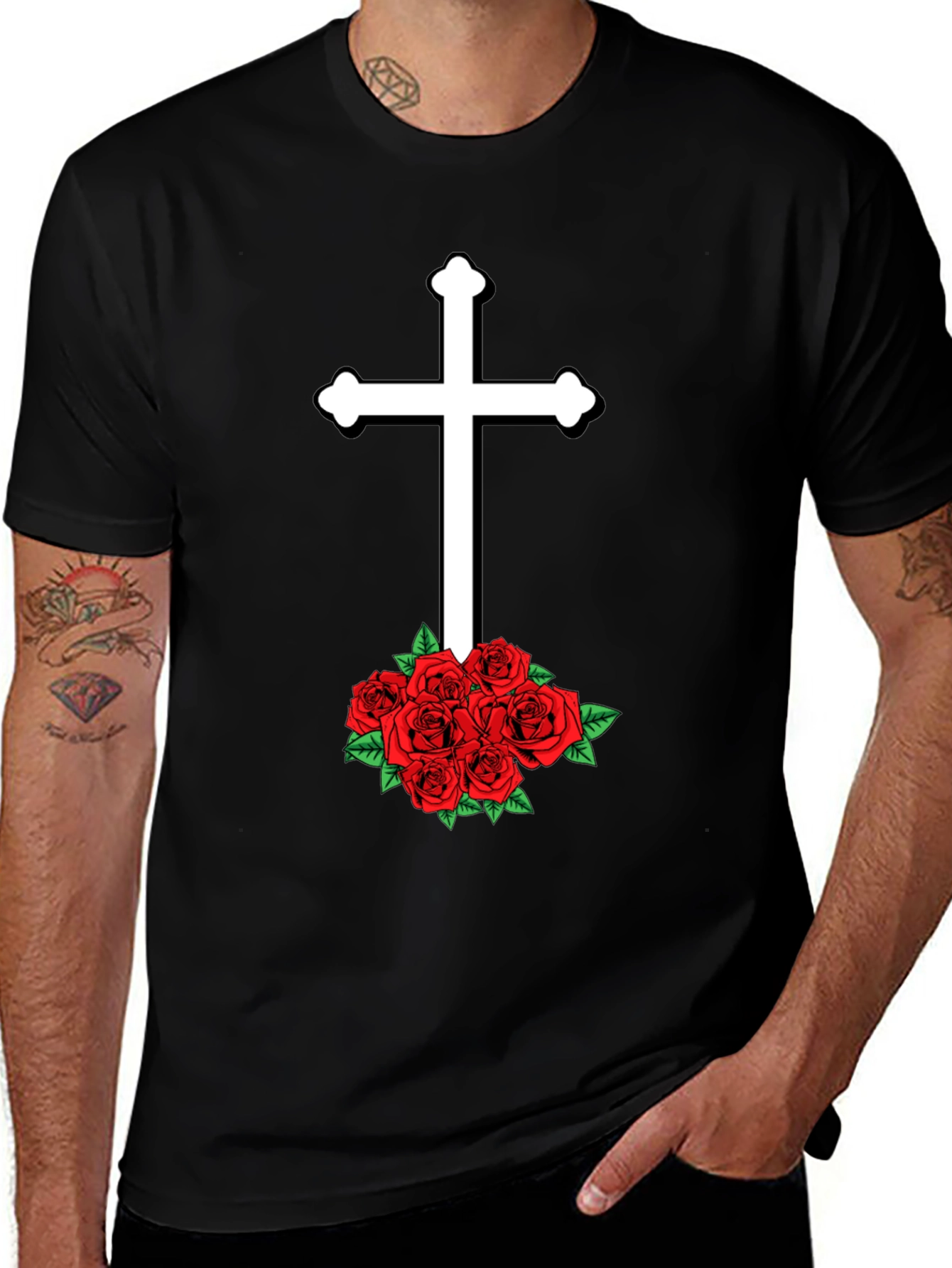 Cross & Roses Graphic T-Shirt