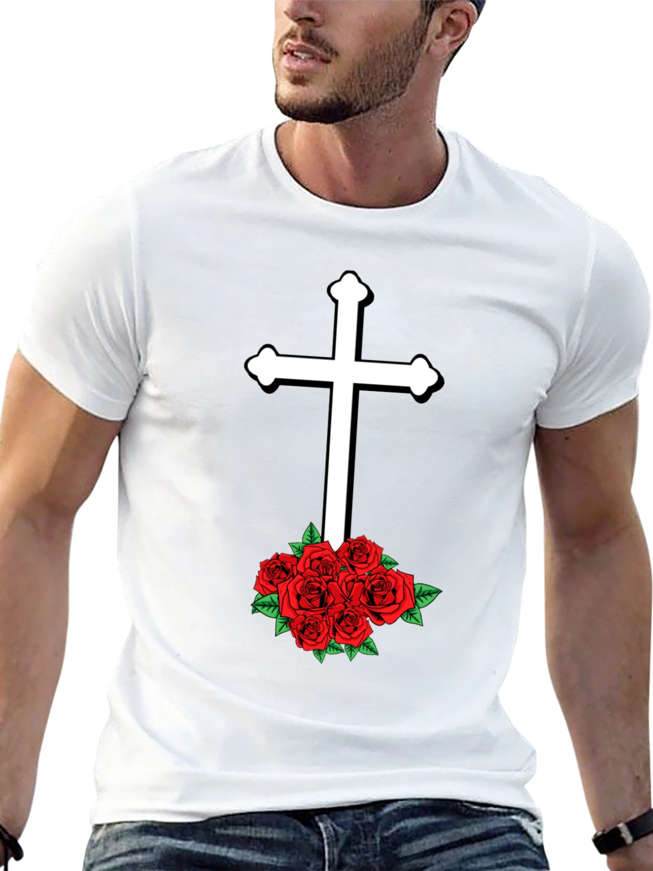 Cross & Roses Graphic T-Shirt