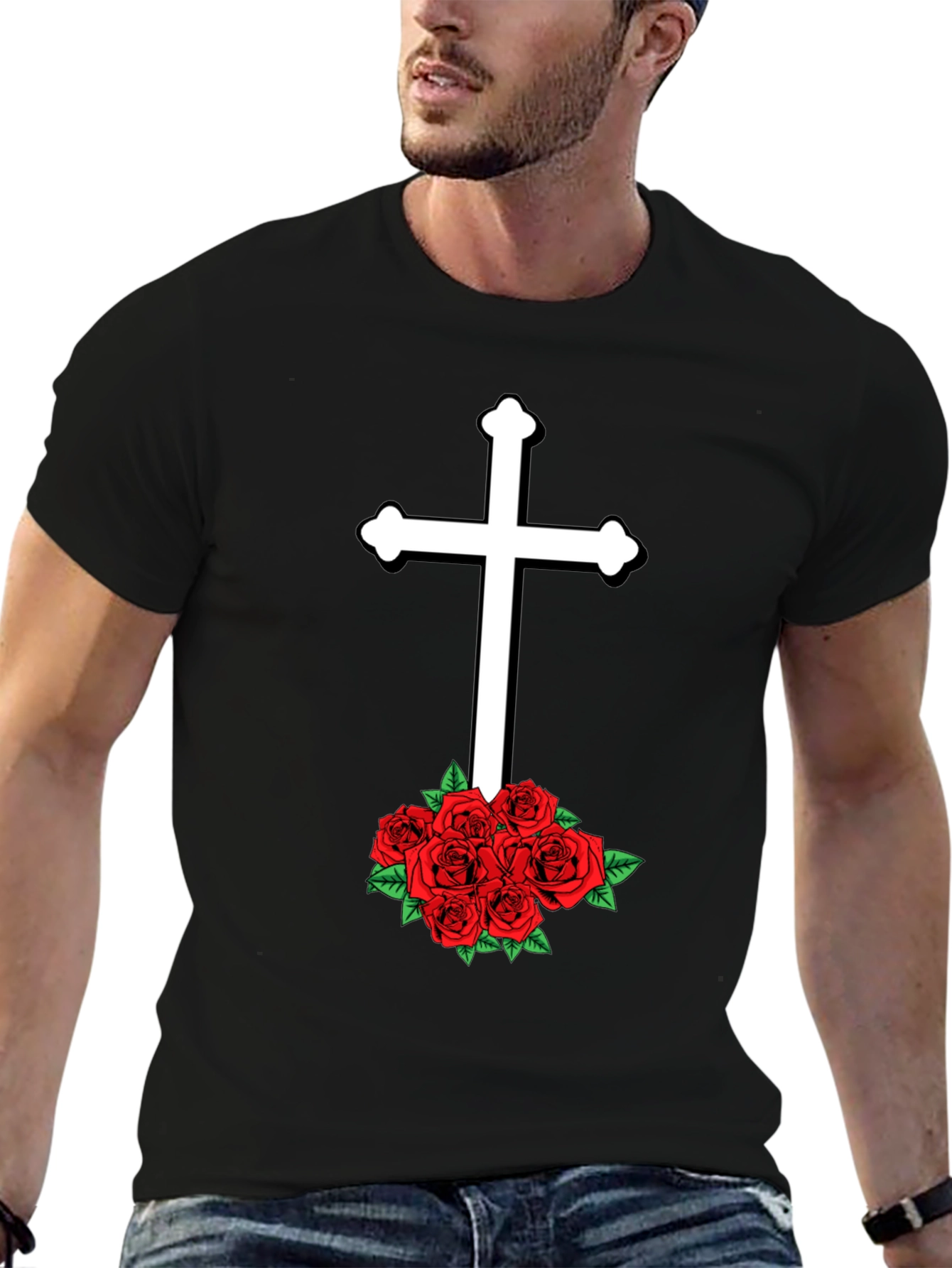 Cross & Roses Graphic T-Shirt