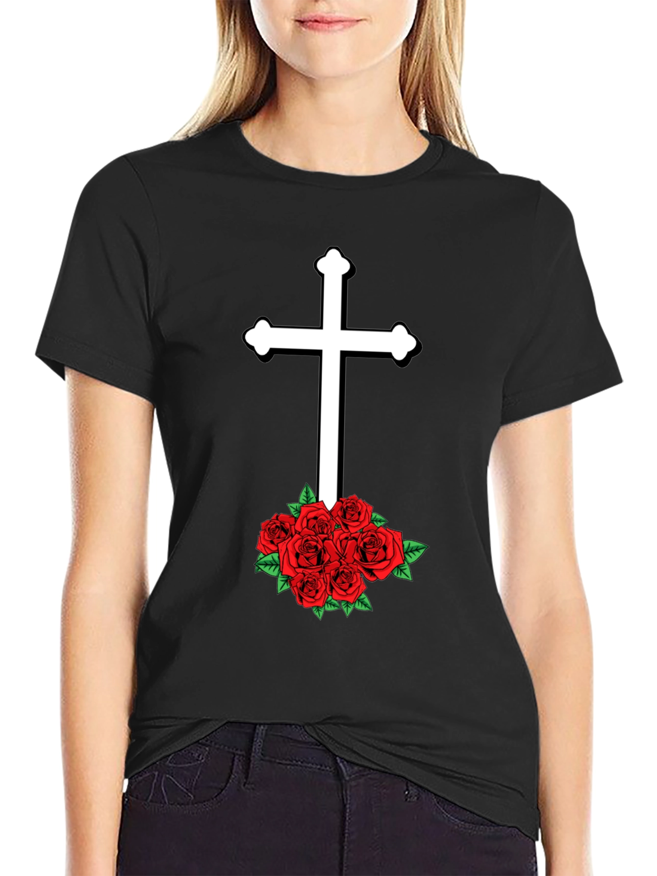 Cross & Roses Graphic T-Shirt