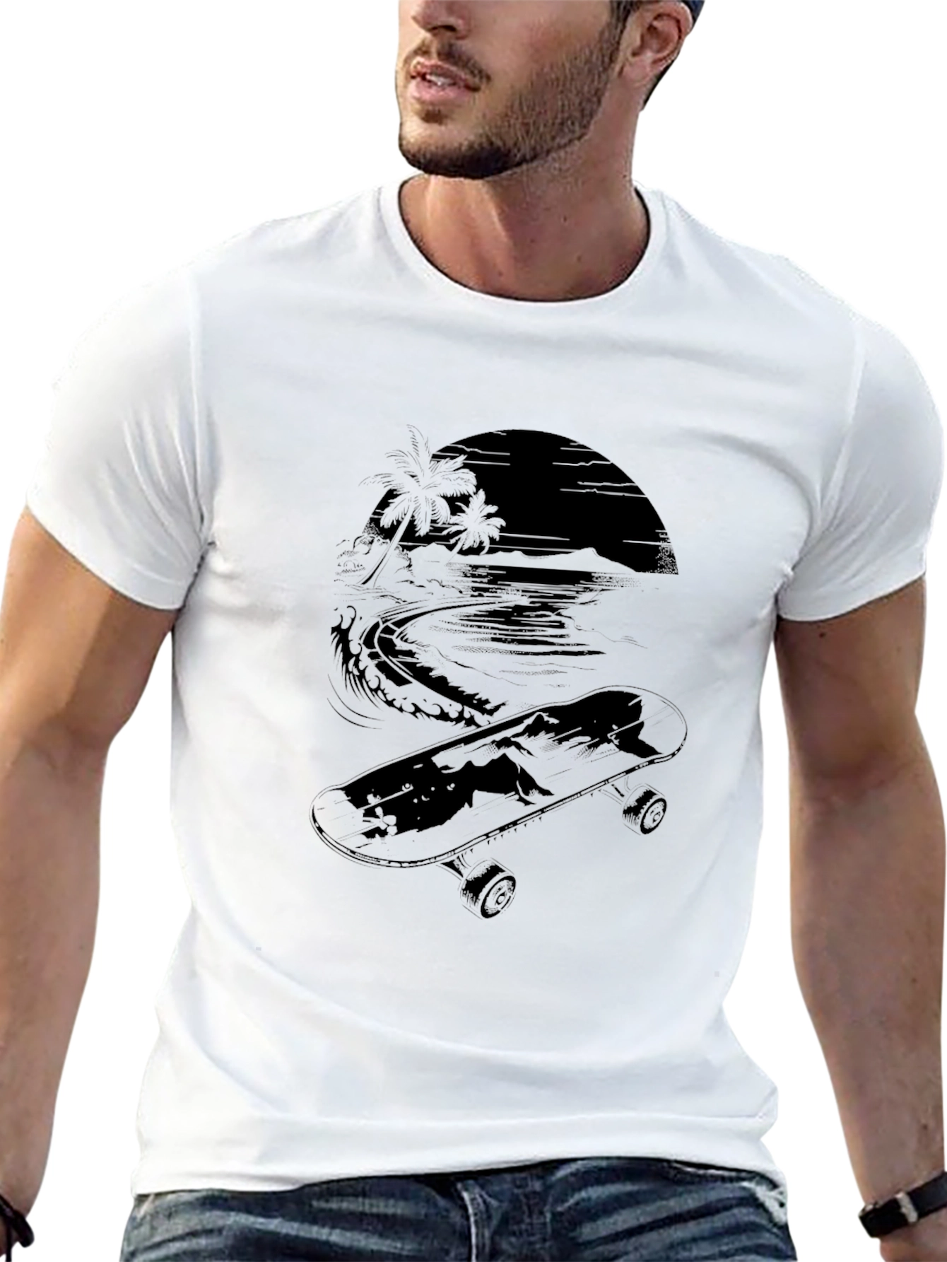 Skate Beach T-Shirt - Black Graphic Tee