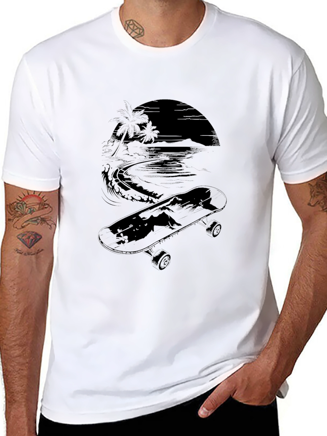 Skate Beach T-Shirt - Black Graphic Tee