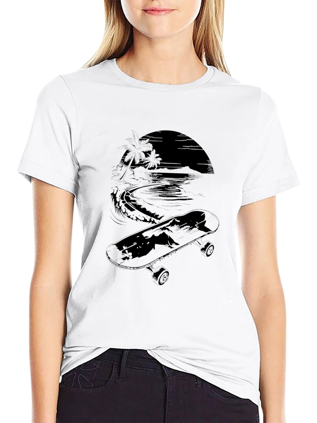 Skate Beach T-Shirt - Black Graphic Tee