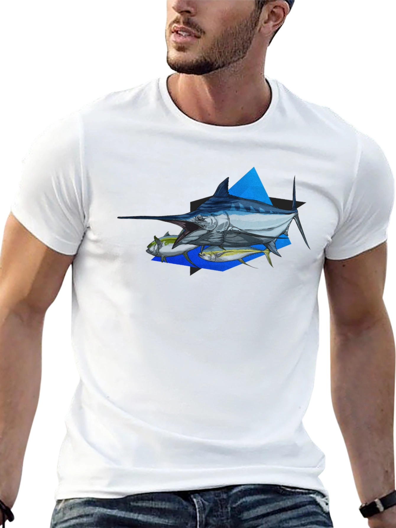 Marlin Fishing Graphic Tee - Black