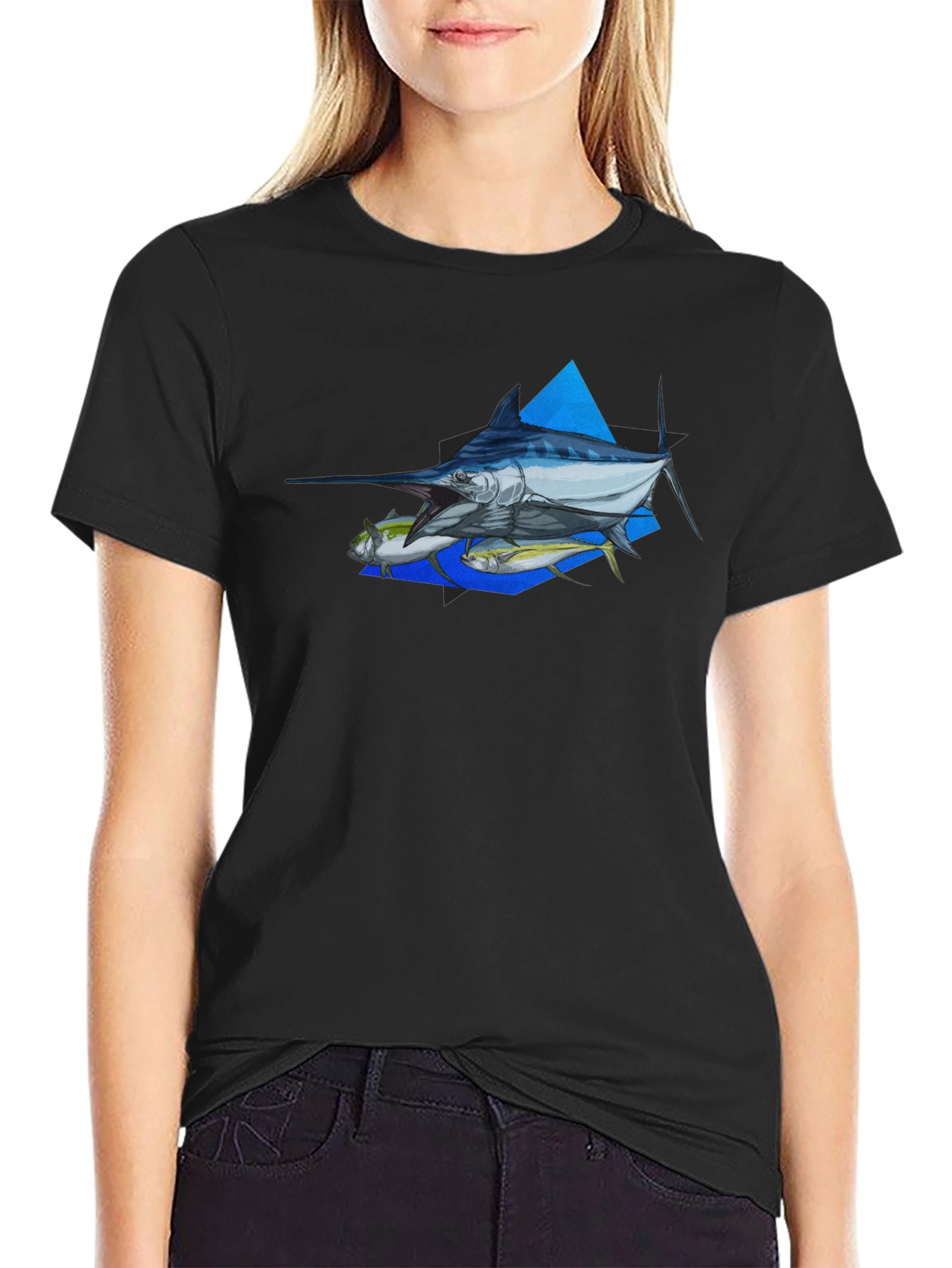 Marlin Fishing Graphic Tee - Black