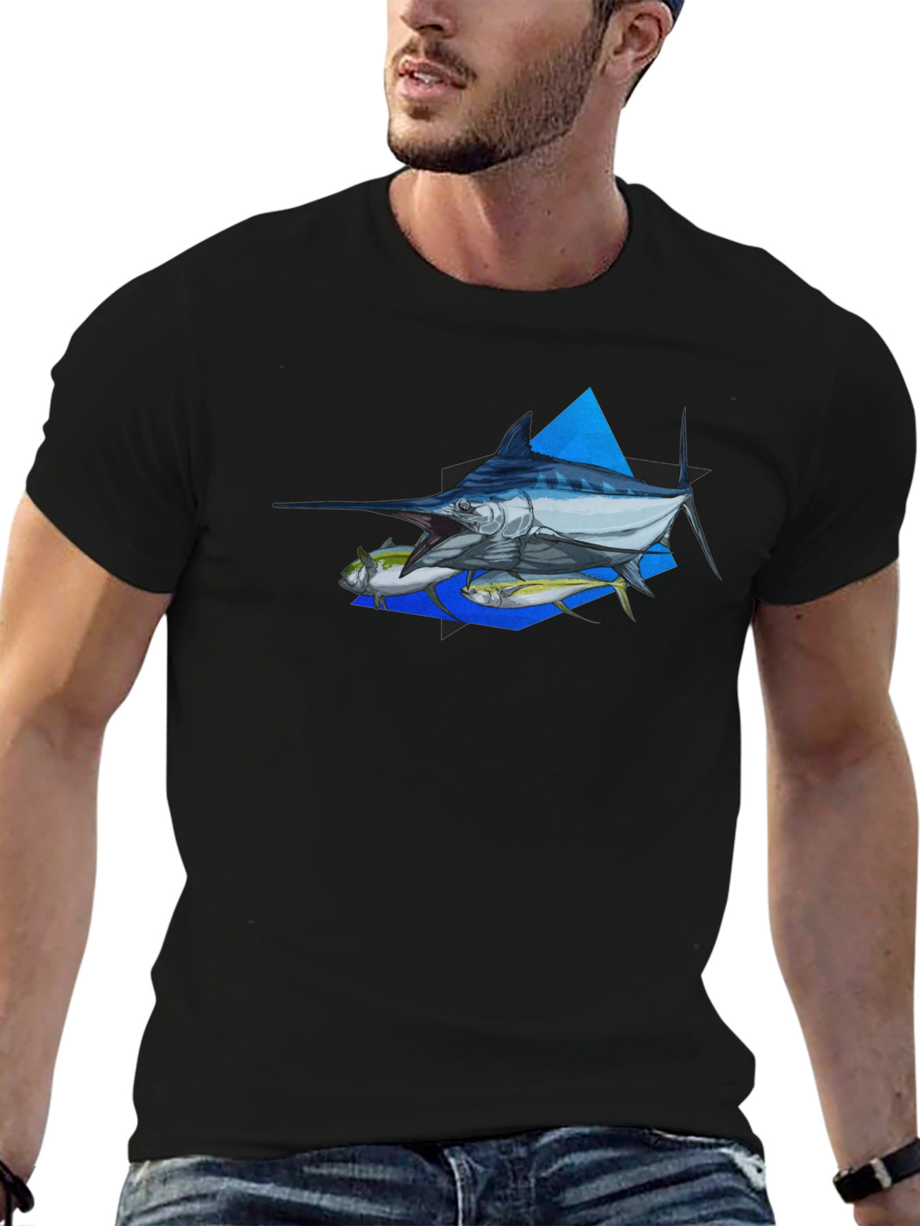 Marlin Fishing Graphic Tee - Black