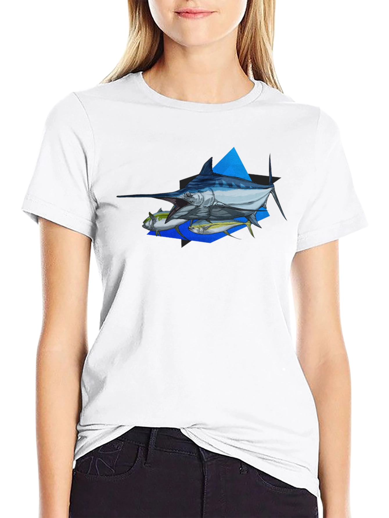 Marlin Fishing Graphic Tee - Black