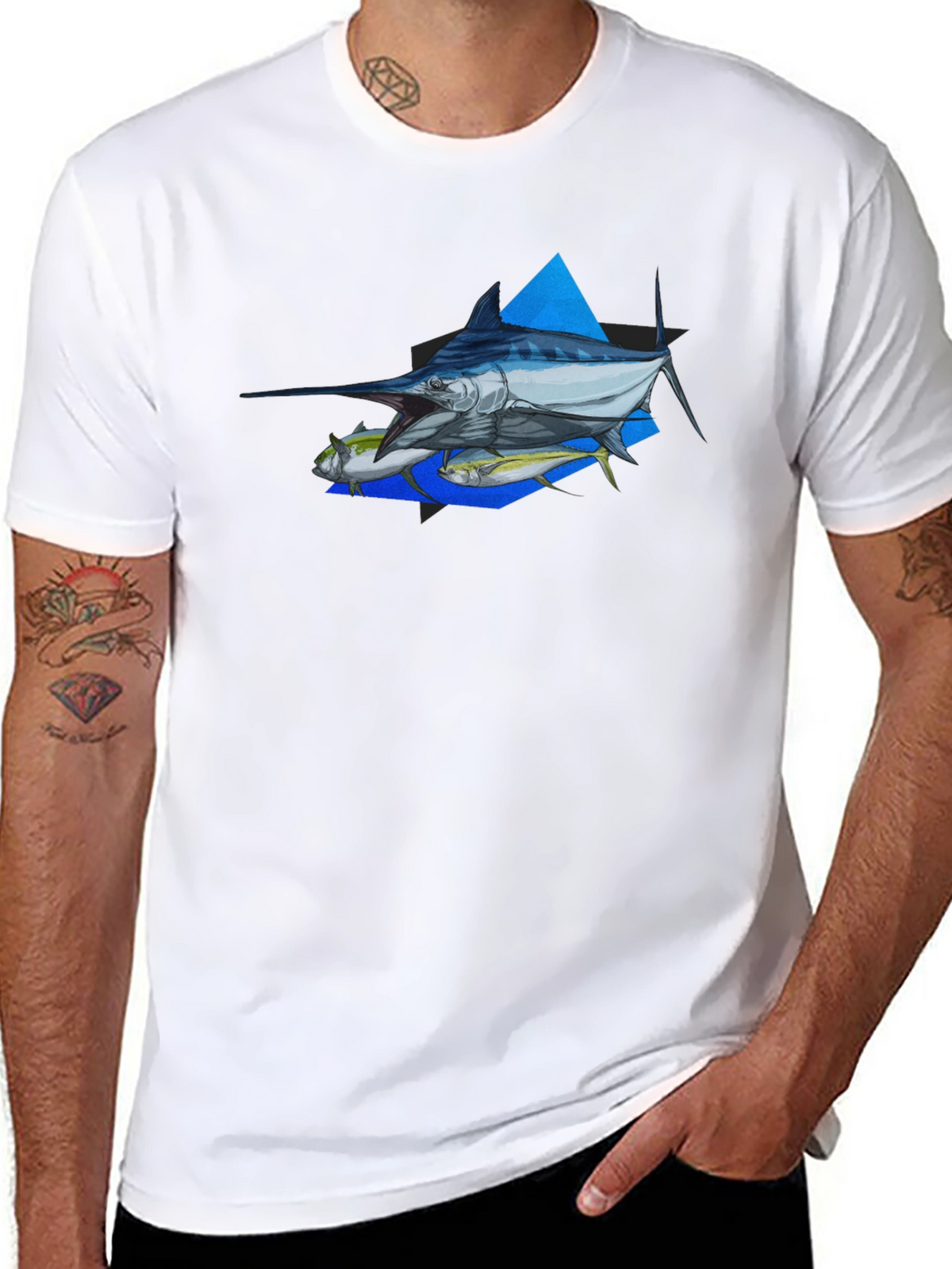Marlin Fishing Graphic Tee - Black