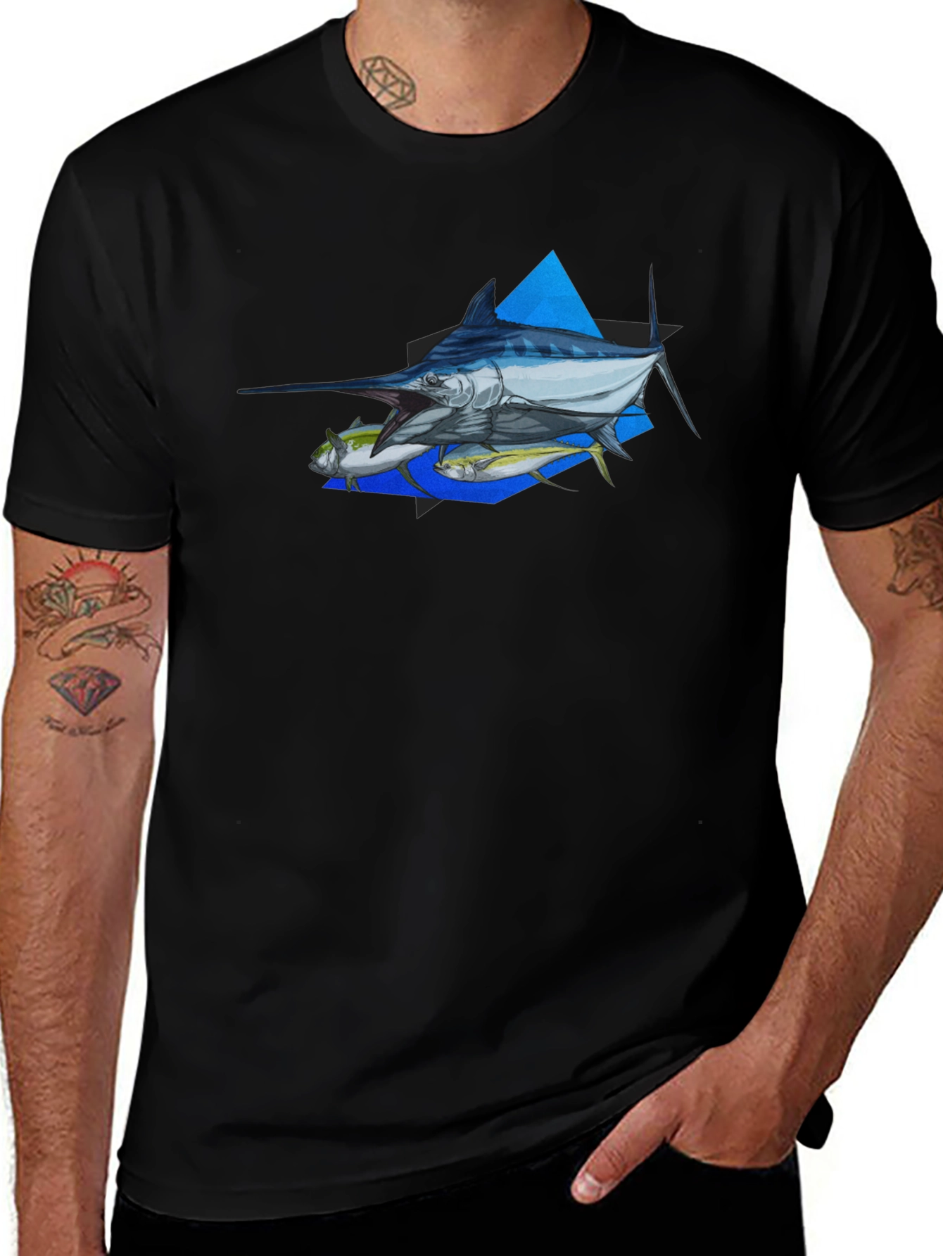 Marlin Fishing Graphic Tee - Black