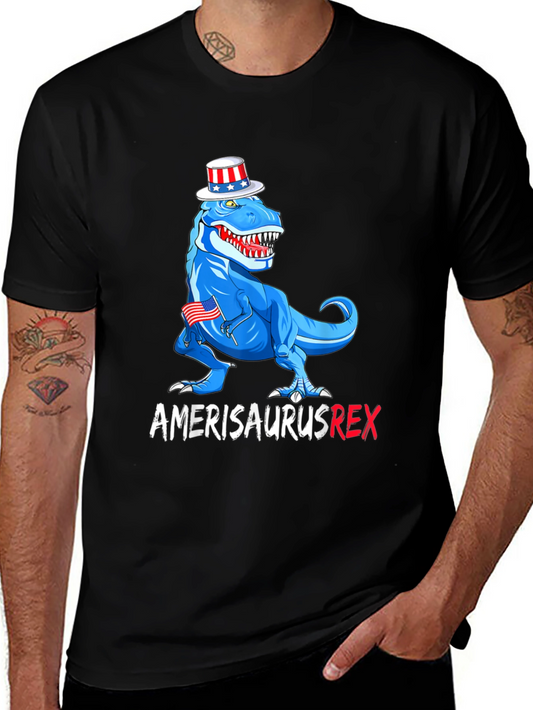 Amerisaurus Rex Patriotic T-Shirt - USA Dinosaur Tee