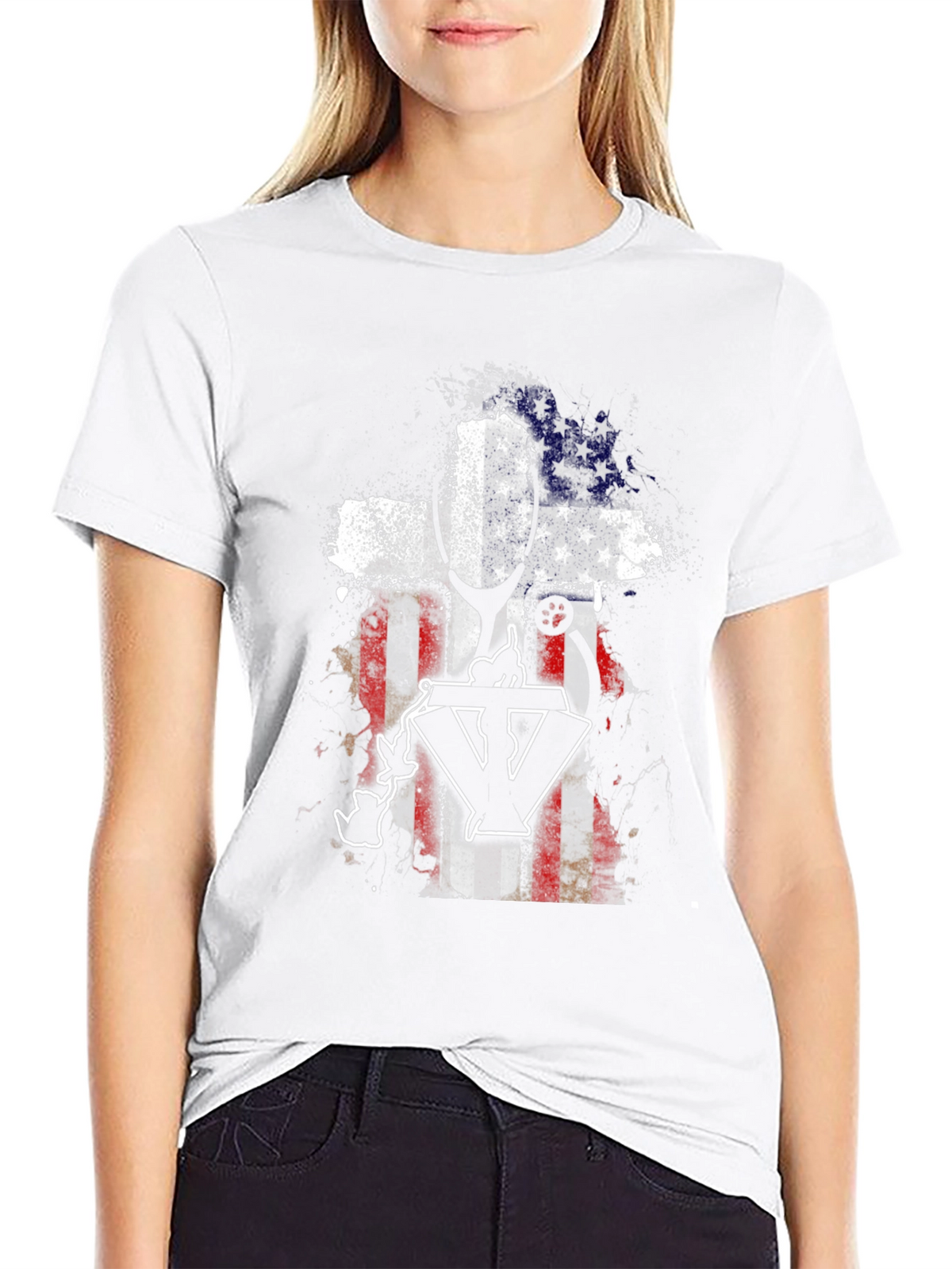 Patriotic Vet T-Shirt - USA Flag Cross Design