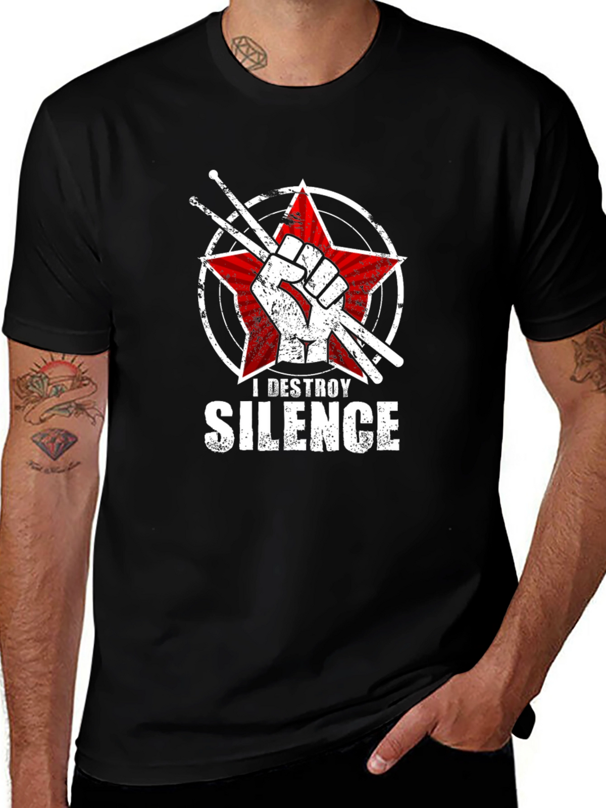 I Destroy Silence Graphic Tee - Drummer Gift