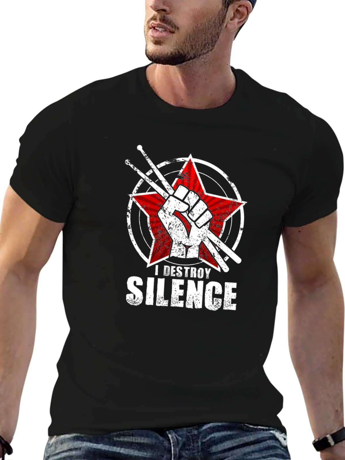 I Destroy Silence Graphic Tee - Drummer Gift
