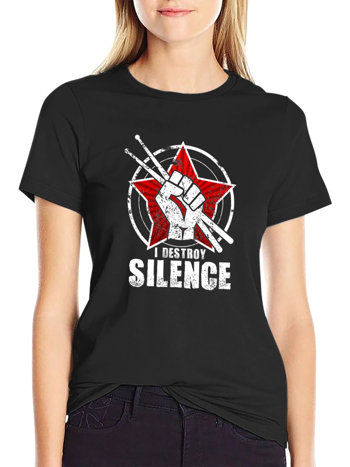I Destroy Silence Graphic Tee - Drummer Gift