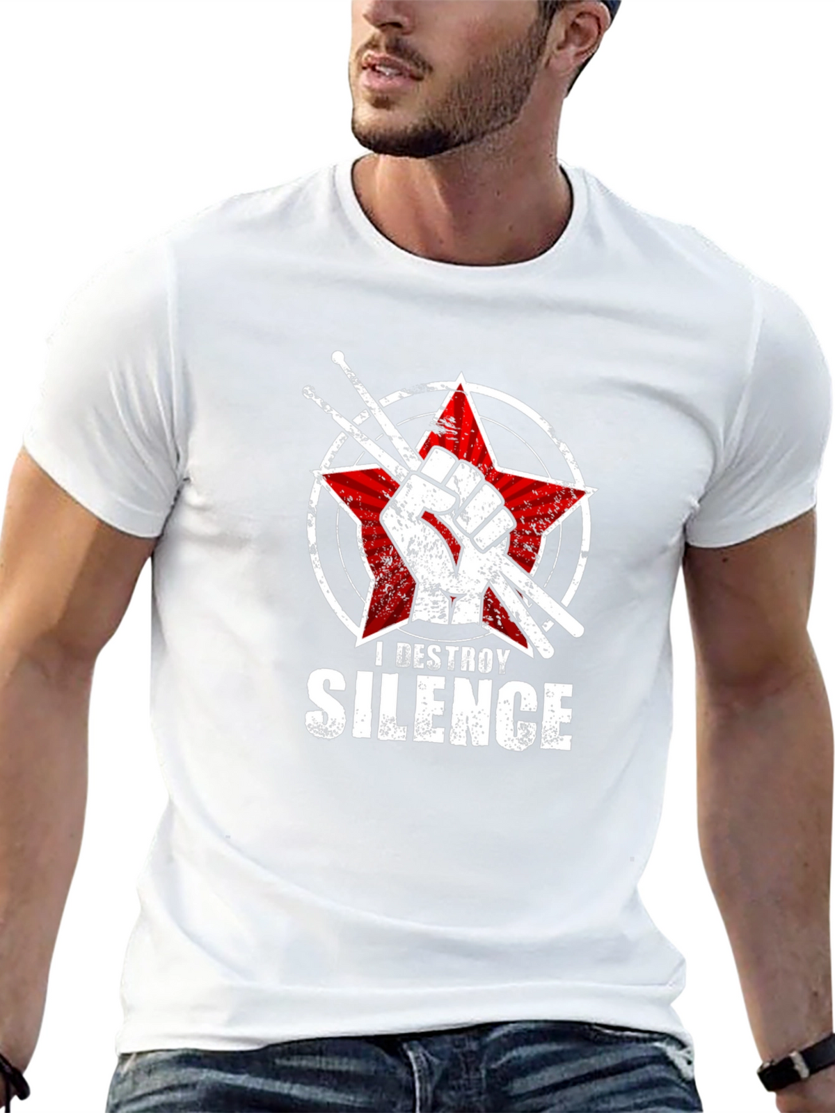 I Destroy Silence Graphic Tee - Drummer Gift