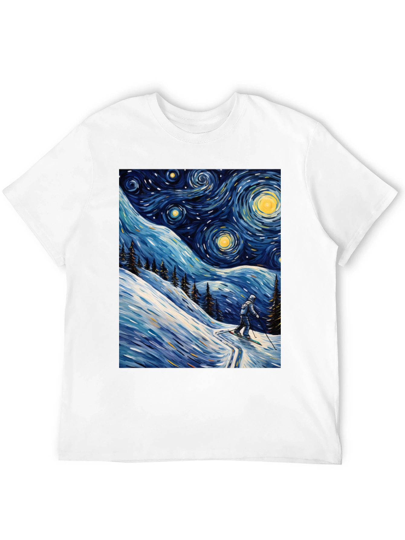 Starry Night Skiing Graphic Tee