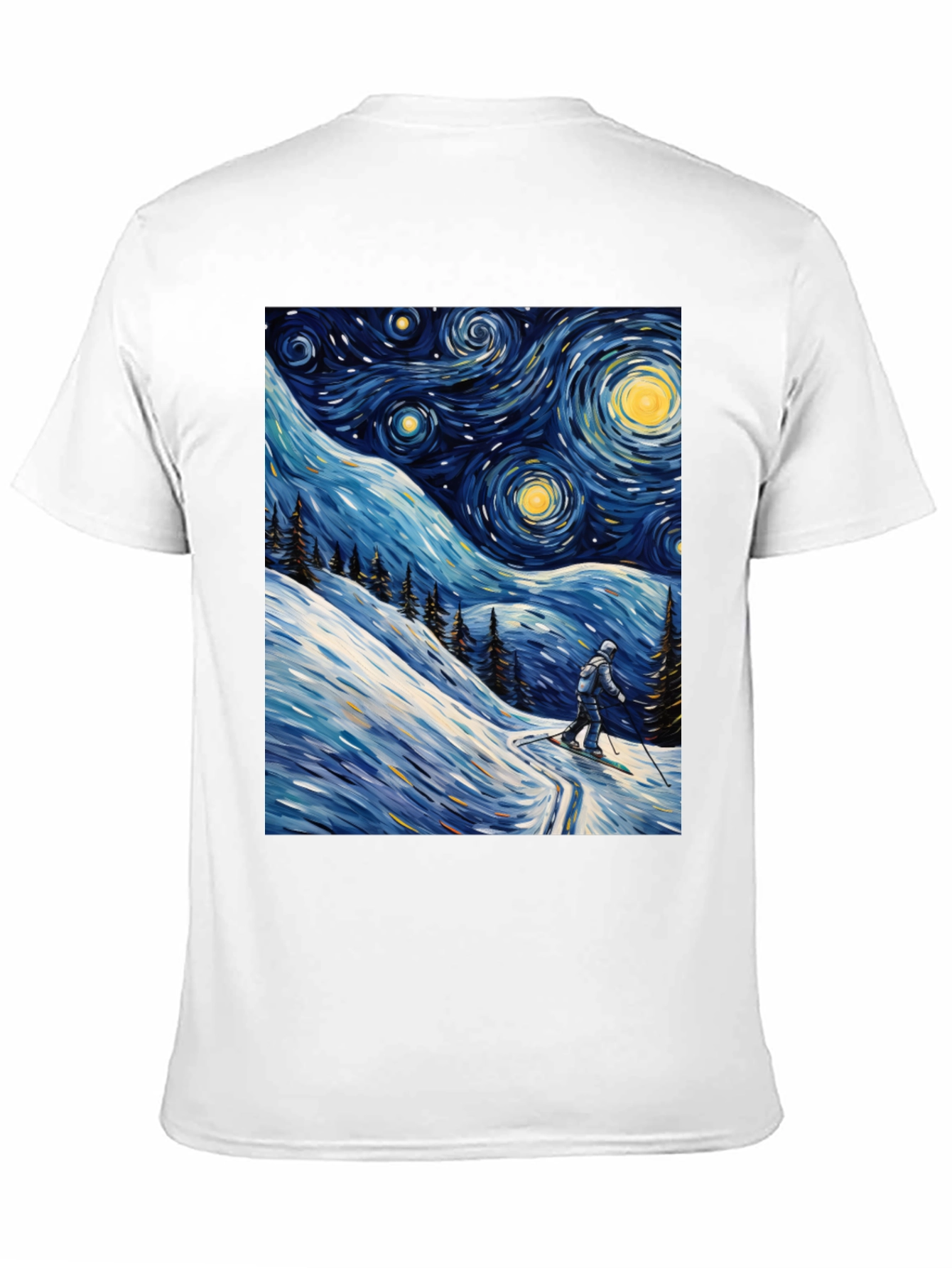Starry Night Skiing Graphic Tee