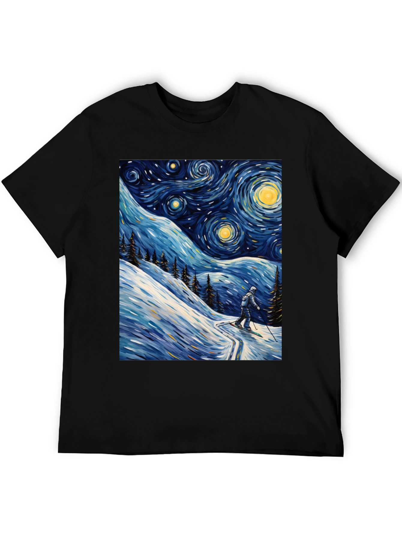 Starry Night Skiing Graphic Tee