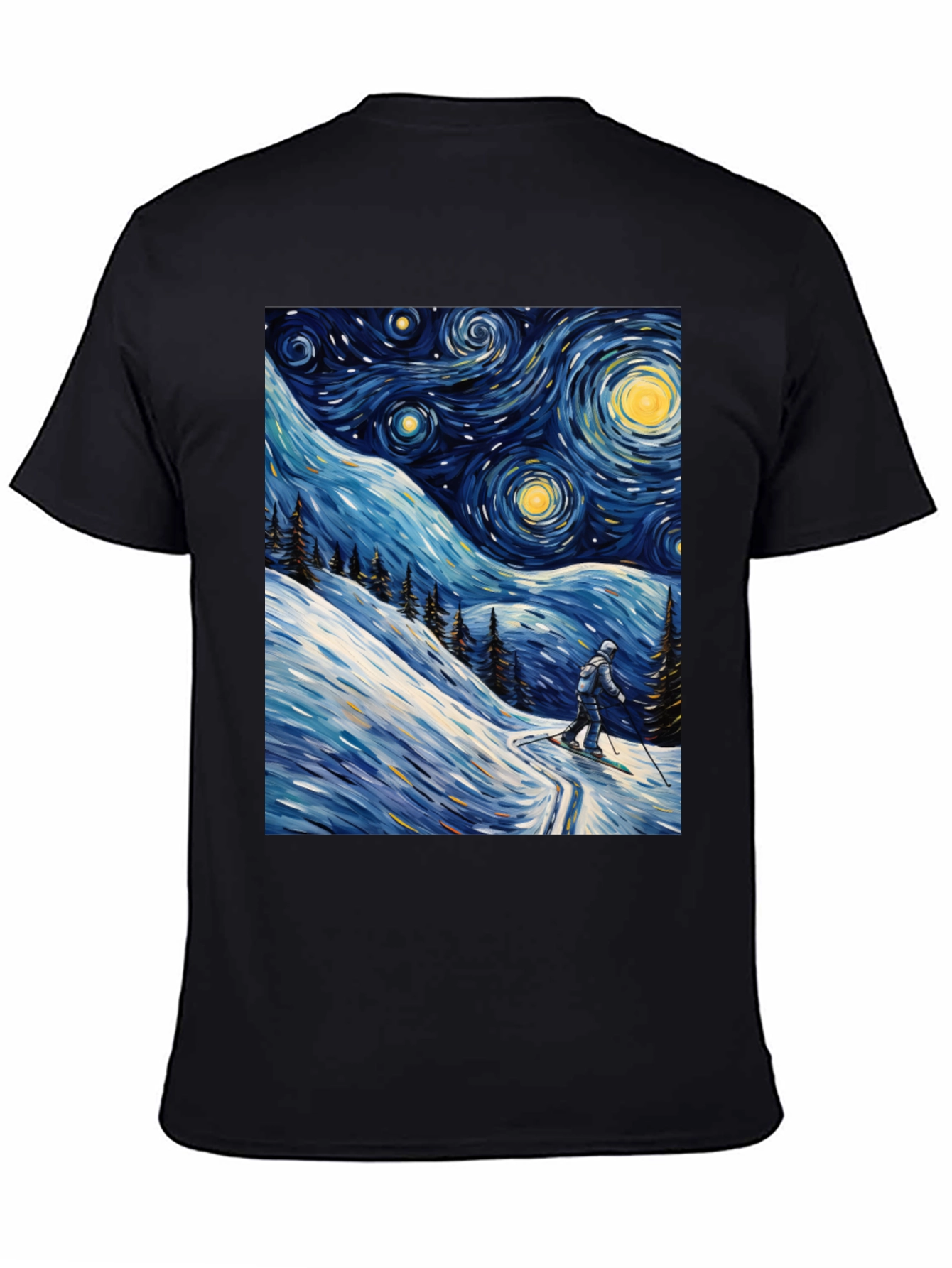 Starry Night Skiing Graphic Tee
