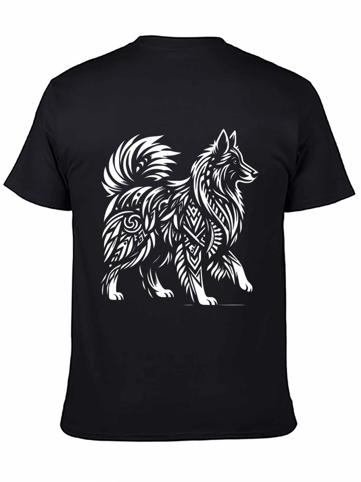 Tribal Dog Graphic Tee - Stylish Mens Black T-Shirt