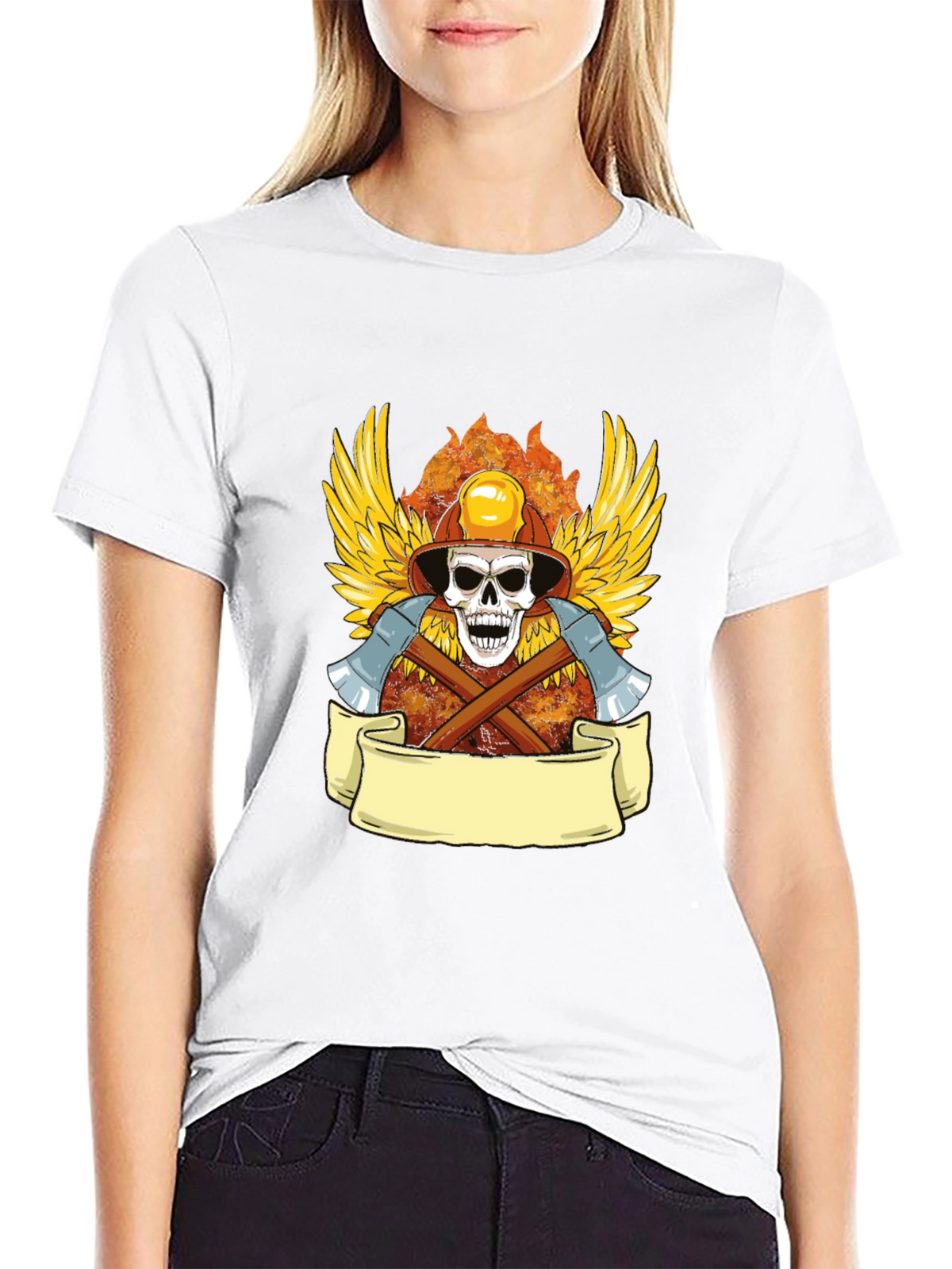 Firefighter Skull Graphic Tee - Heroic Style