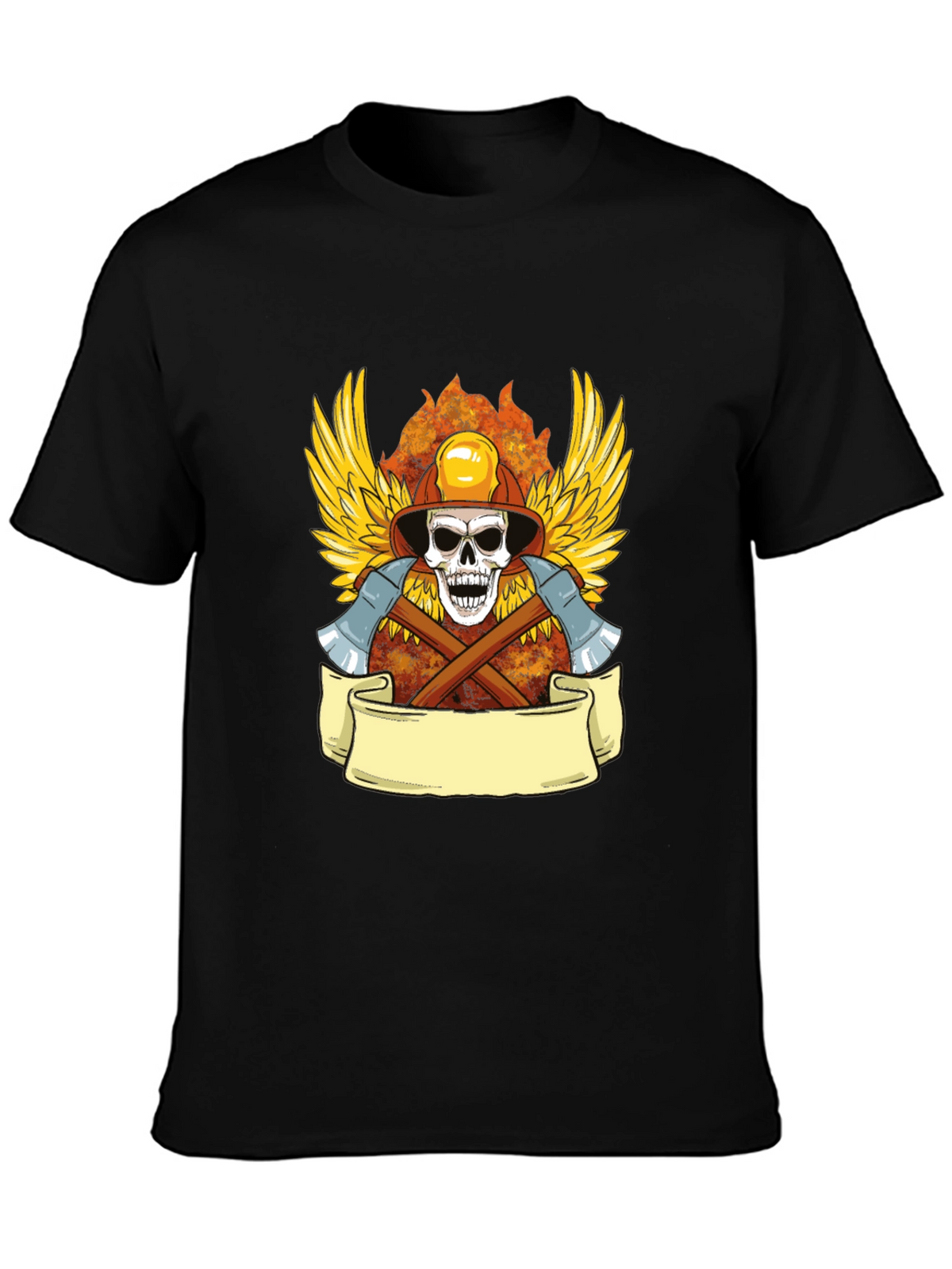 Firefighter Skull Graphic Tee - Heroic Style