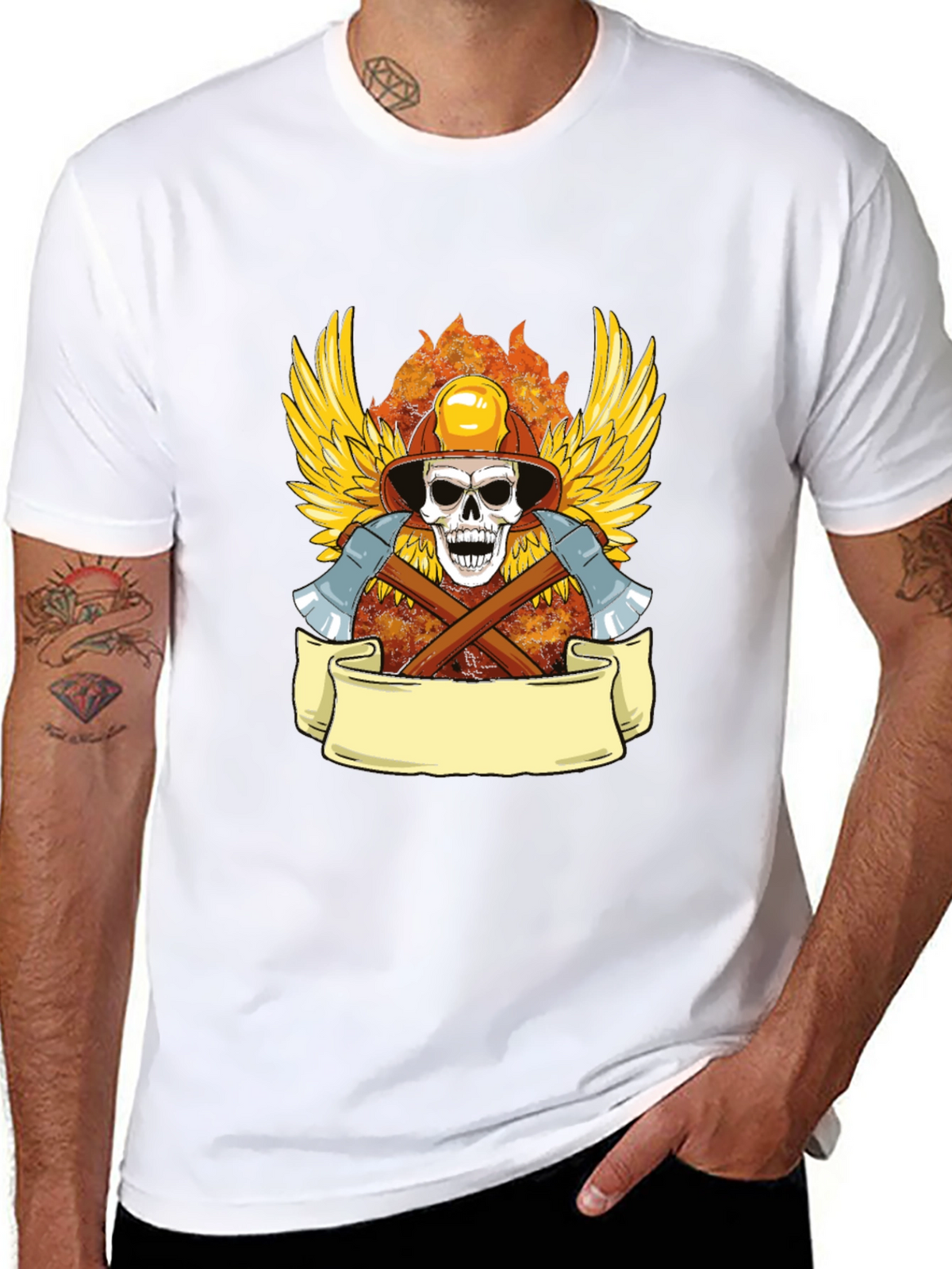 Firefighter Skull Graphic Tee - Heroic Style