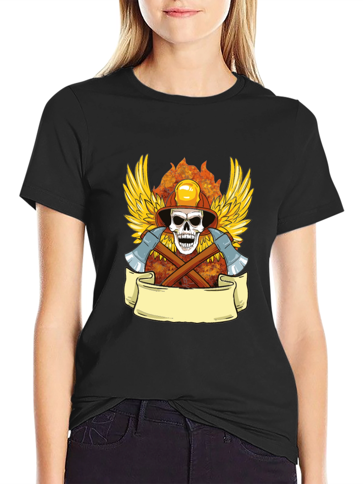 Firefighter Skull Graphic Tee - Heroic Style