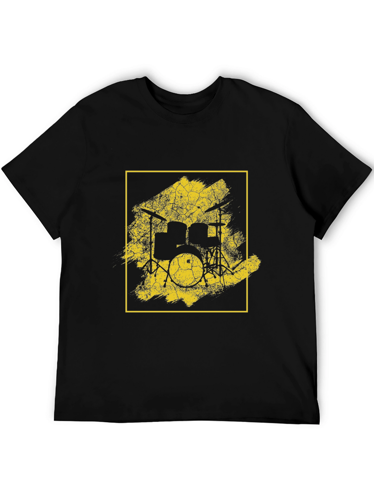 Distressed Drum Set Graphic Tee - Black